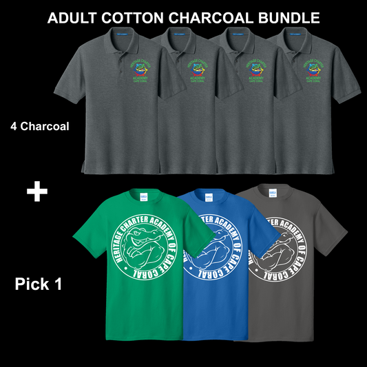 Adult Cotton Polo Uniform Bundle - Charcoal Polo