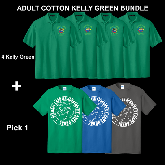 Adult Cotton Polo Uniform Bundle - Kelly Green Polo