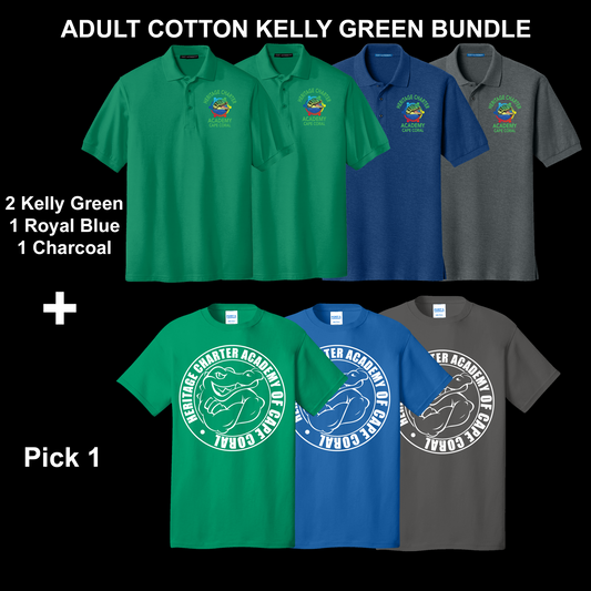 Adult Cotton Polo Uniform Bundle - Kelly Green Options