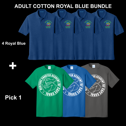 Adult Cotton Polo Uniform Bundle - Royal Blue Polo