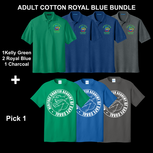 Adult Cotton Polo Uniform Bundle - Royal Blue Options