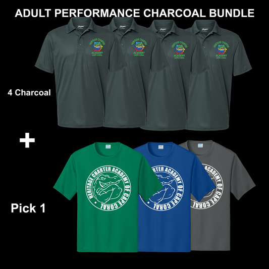 Adult Performance Polo Uniform Bundle - Charcoal Polo