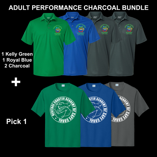 Adult Performance Polo Uniform Bundle - Charcoal Options