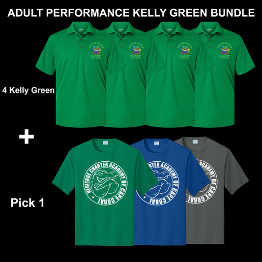 Adult Performance Polo Uniform Bundle - Kelly Green Polo
