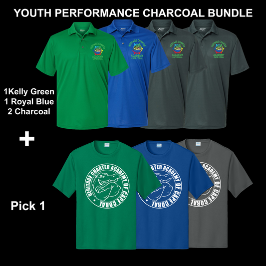 Youth Performance Polo Uniform Bundle - Charcoal Options