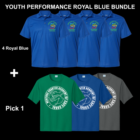 Youth Performance Polo Uniform Bundle - Royal Blue Polo